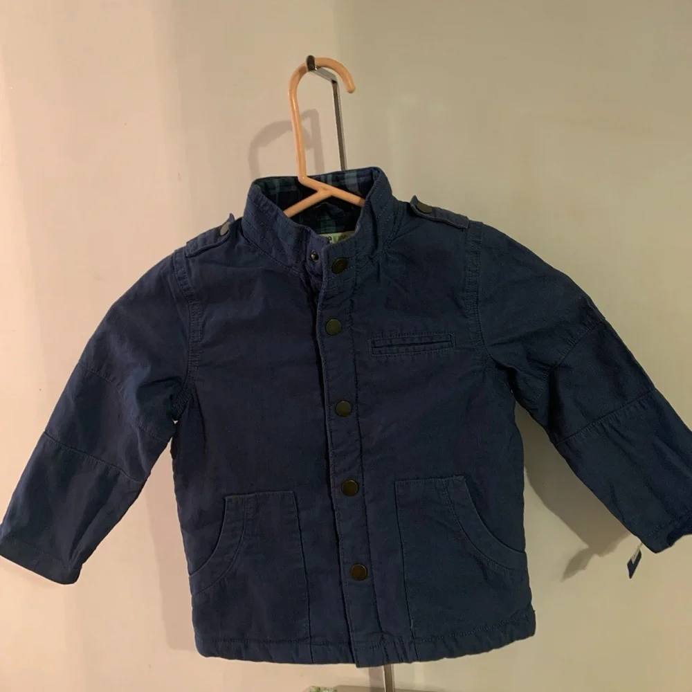 Genuine Kids From Oshkosh Boys Plaid Flannel Lined Jacket Coat Blue Size…